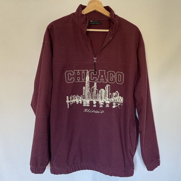 ASOS Design men's size small chicago illinois polyester half zip fleece sweater - Picture 1 of 10
